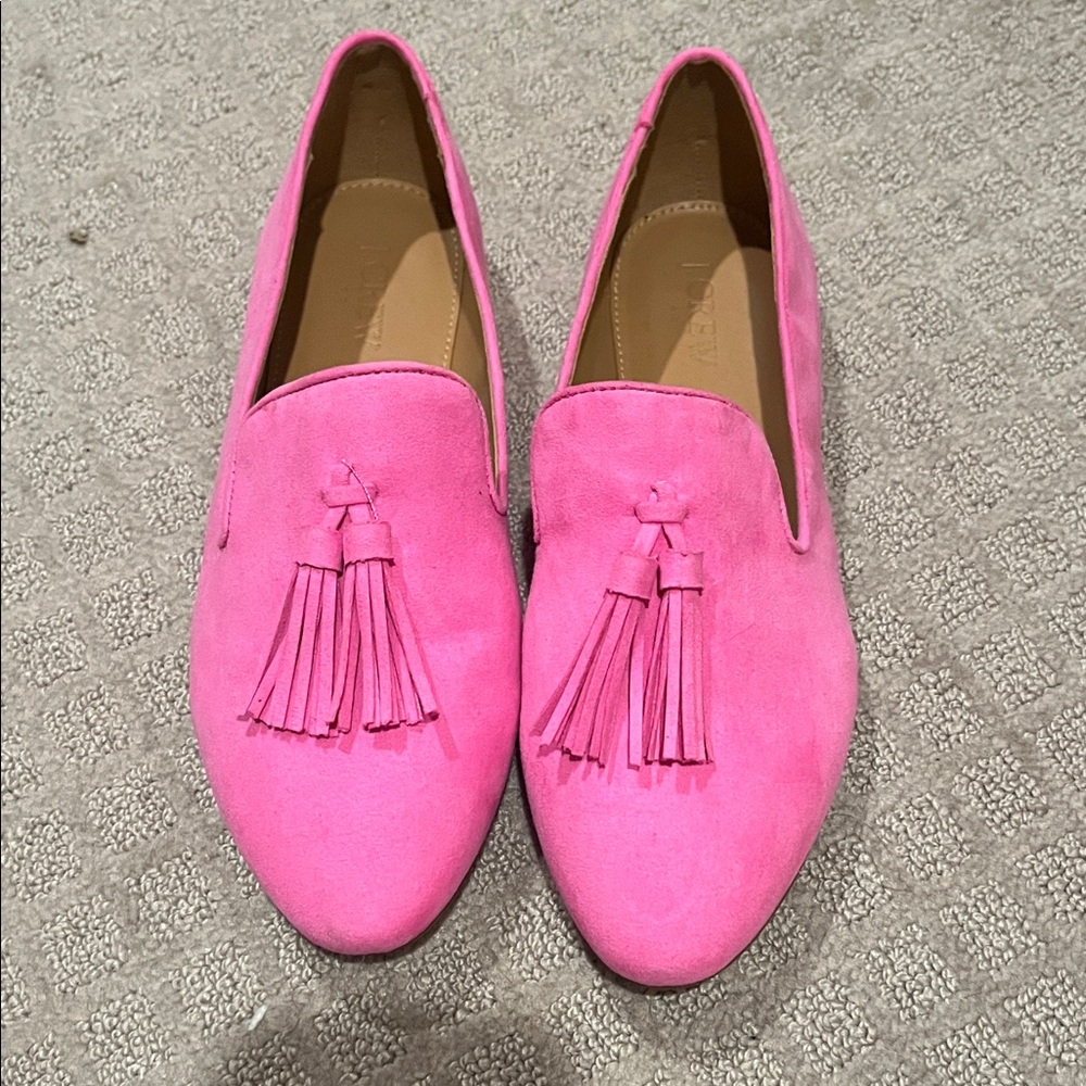 J. Crew Bright Pink Tassel Loafers